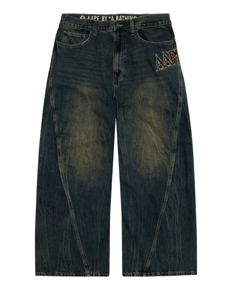 BAPE Aapeunvs logo-embroidered wide-leg jeans - Blau Blau