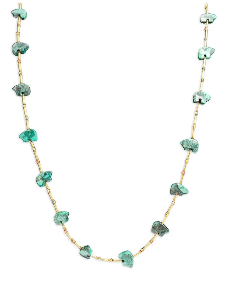 Madison malachite bear necklace - Gold Gold