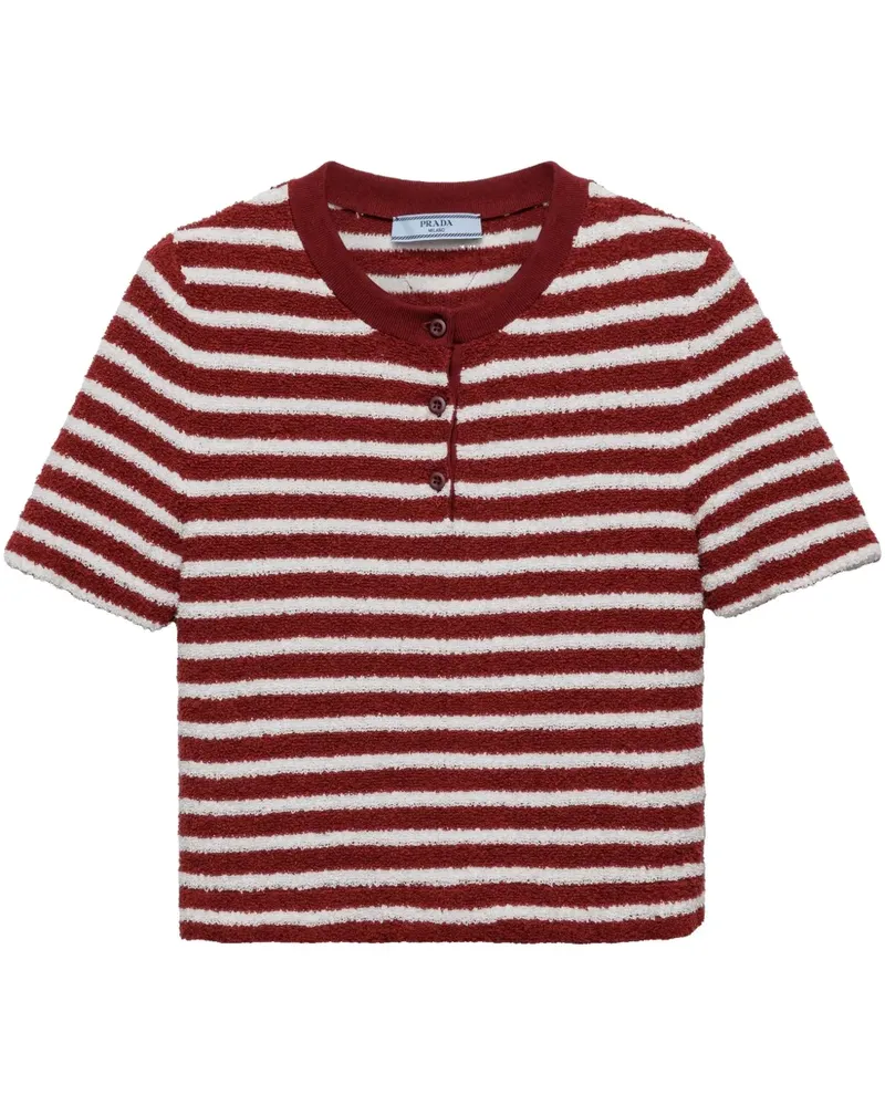 Prada Bouclé-Poloshirt aus Baumwolle - Rot Rot