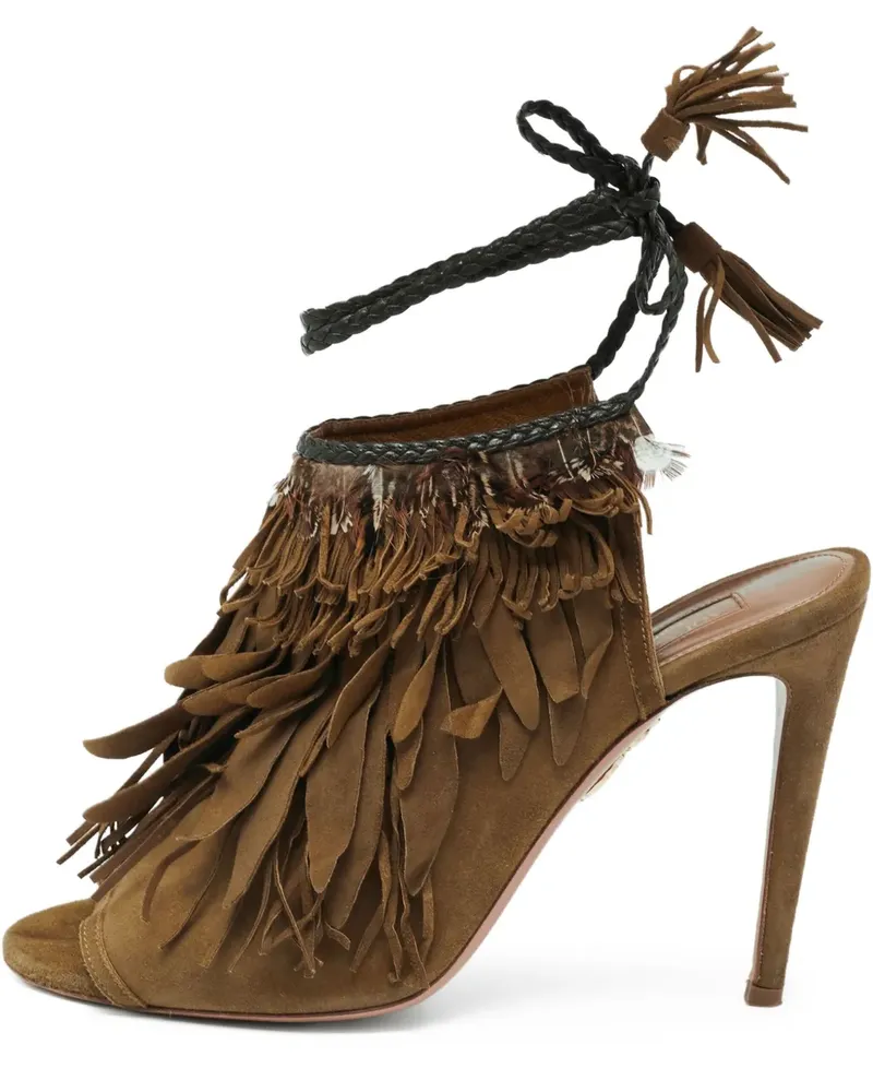 Aquazzura Pre-owned Pocahontas Sandalen mit Fransen 110mm - Grün Grün