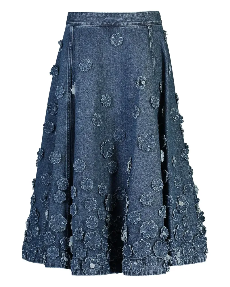 Michael Kors floral denim midi skirt - Blau Blau