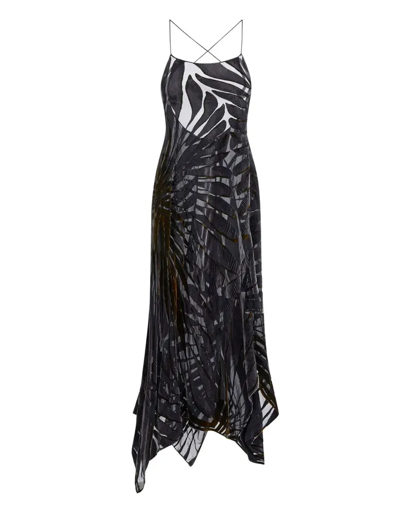 Roberto Cavalli Kleid aus Samt mit Blatt-Print - Schwarz Schwarz