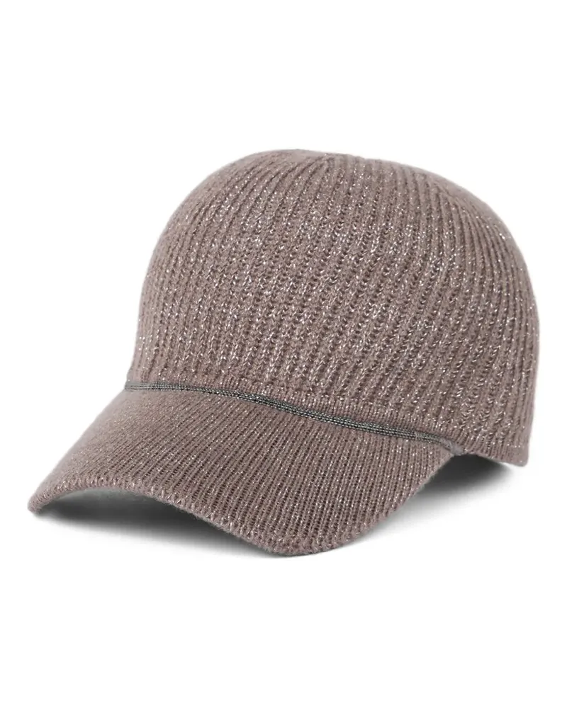 Brunello Cucinelli Gerippte Baseballkappe mit Lurex - Braun Braun