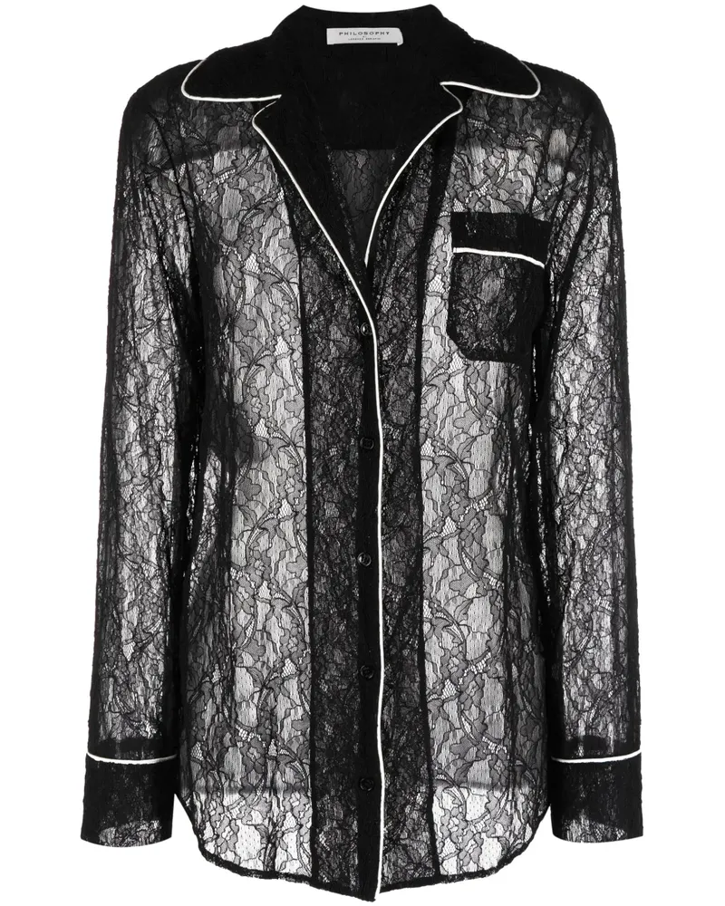 Philosophy Di Lorenzo Serafini Hemd mit Spitze - Schwarz Schwarz