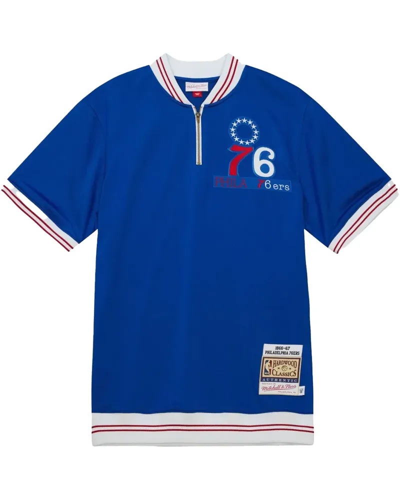 Mitchell & Ness 1966/67 Authentic "Philadelphia 76ers" Shooting Hemd - Blau Blau