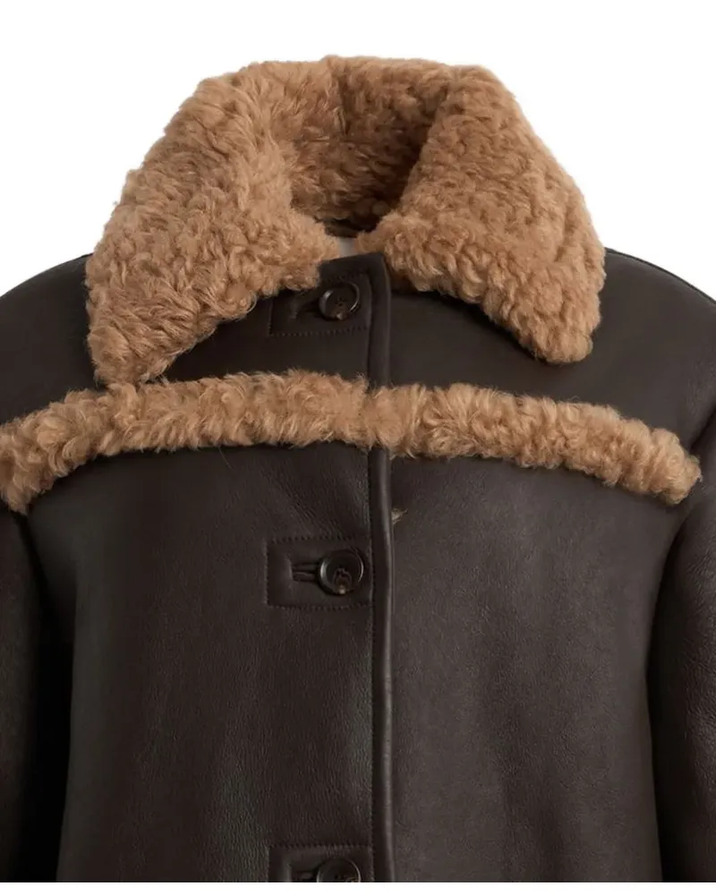Bally Lederjacke mit Tasche - Braun Braun