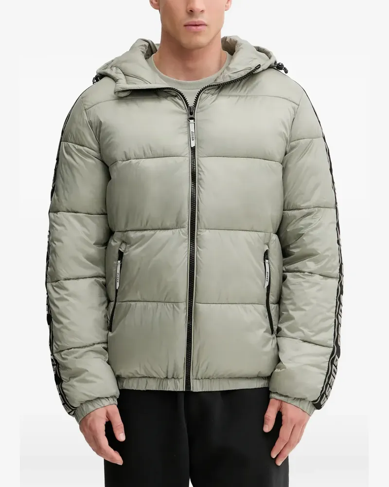Guess logo-tape hooded puffer jacket - Grün Grün