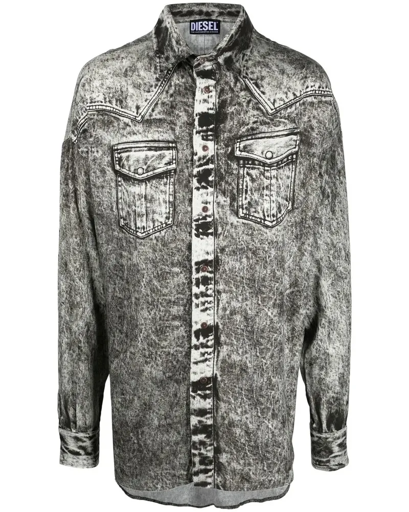 Diesel Langärmeliges Kang Hemd - Grau Grau