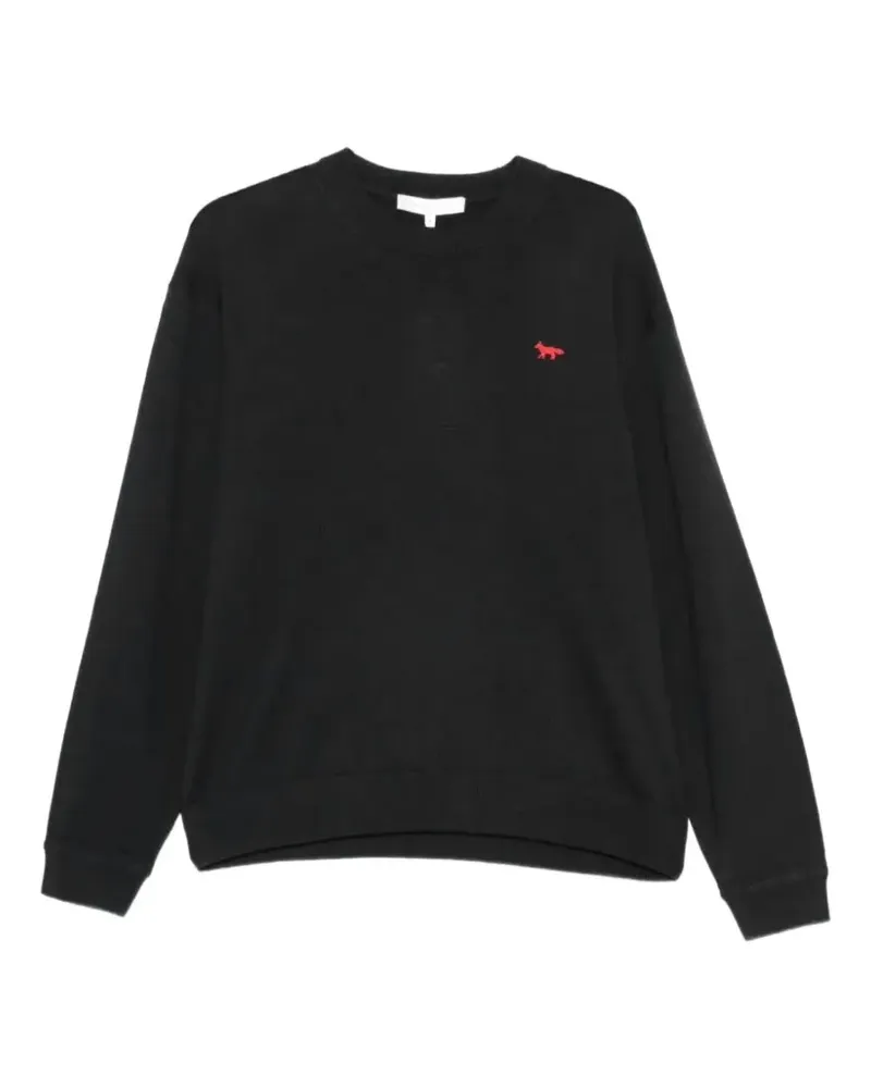 Kitsuné Pullover mit Fuchs-Patch - Schwarz Schwarz