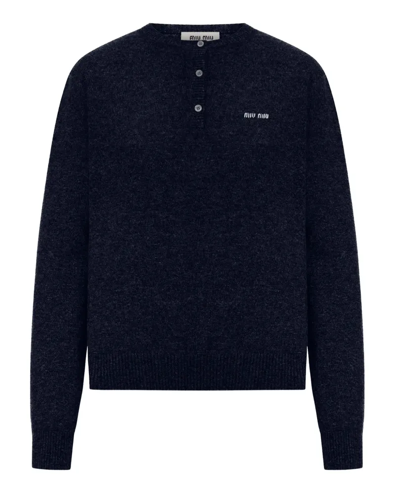 Miu Miu Geknöpfter Pullover mit Logo - Blau Blau