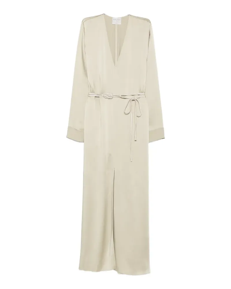 forte_forte belted satin-finish maxi dress - Grün Grün