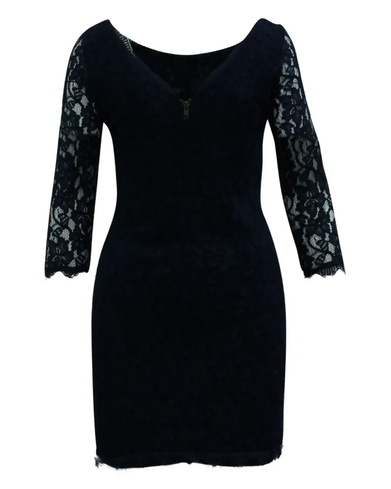 Diane von Furstenberg lace three-quarter sleeve mini dress - Blau Blau
