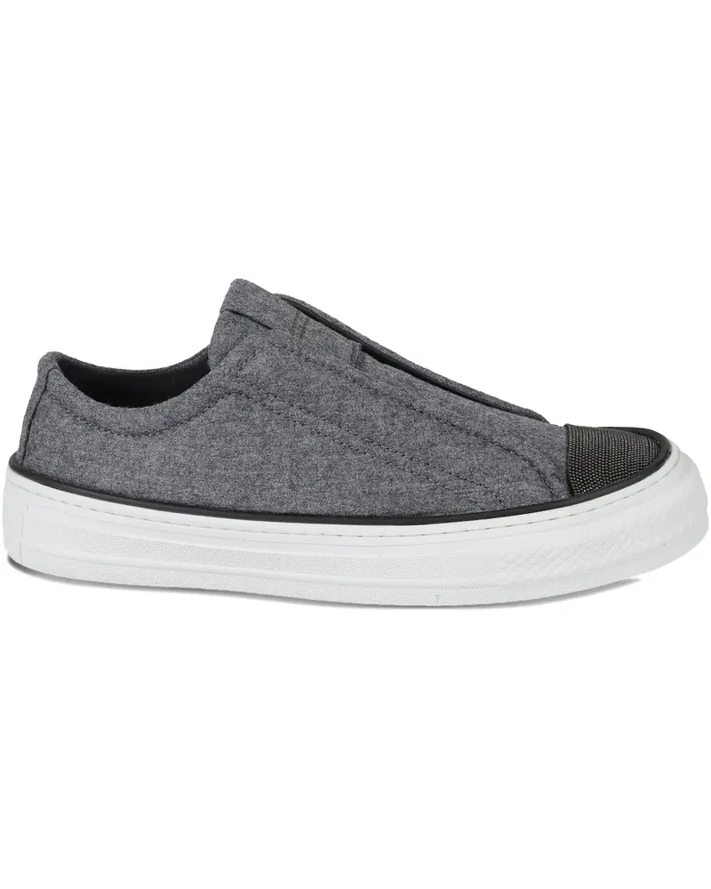 Brunello Cucinelli embellished slip-on sneakers - Grau Grau