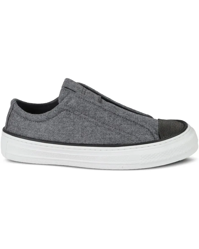 Brunello Cucinelli Verzierte Slip-On-Sneakers - Grau Grau