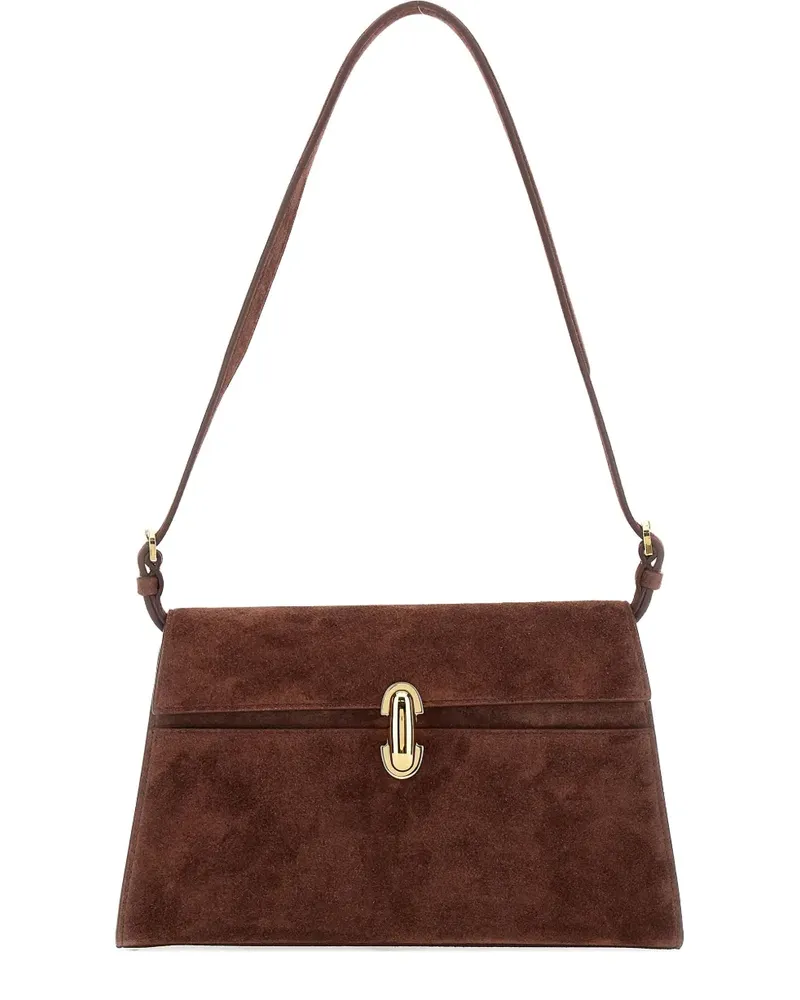 SAVETTE Symmetry suede shoulder bag - Braun Braun
