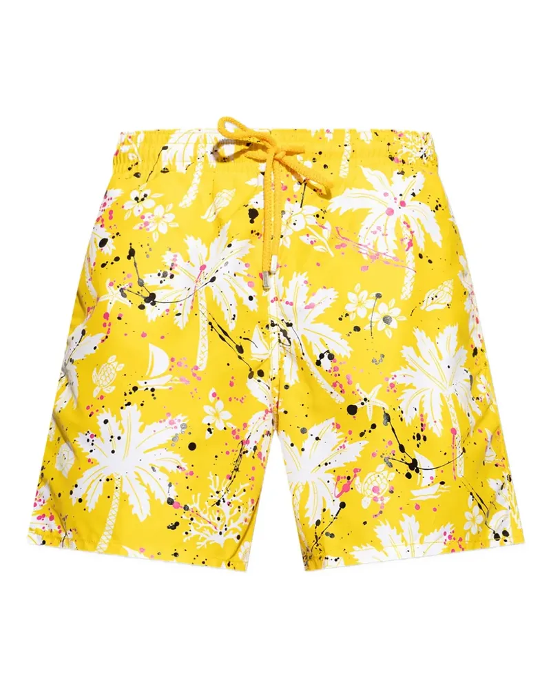 Palm Angels Badeshorts mit Palmen-Print - Gelb Gelb
