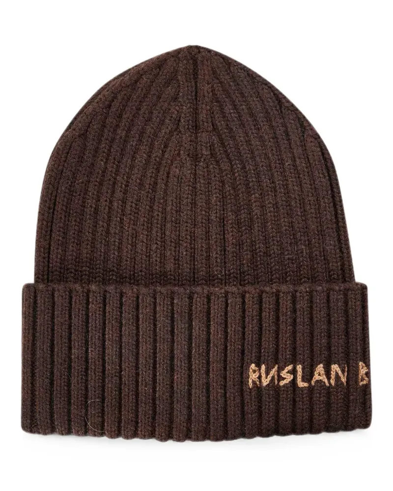 RUSLAN BAGINSKIY logo-embroidered beanie hat - Braun Braun