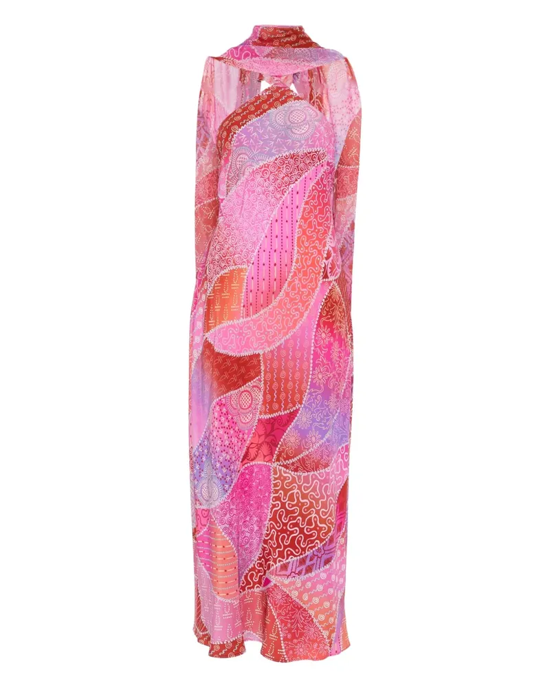 RIXO Midikleid im Patchwork-Look - Rosa Rosa