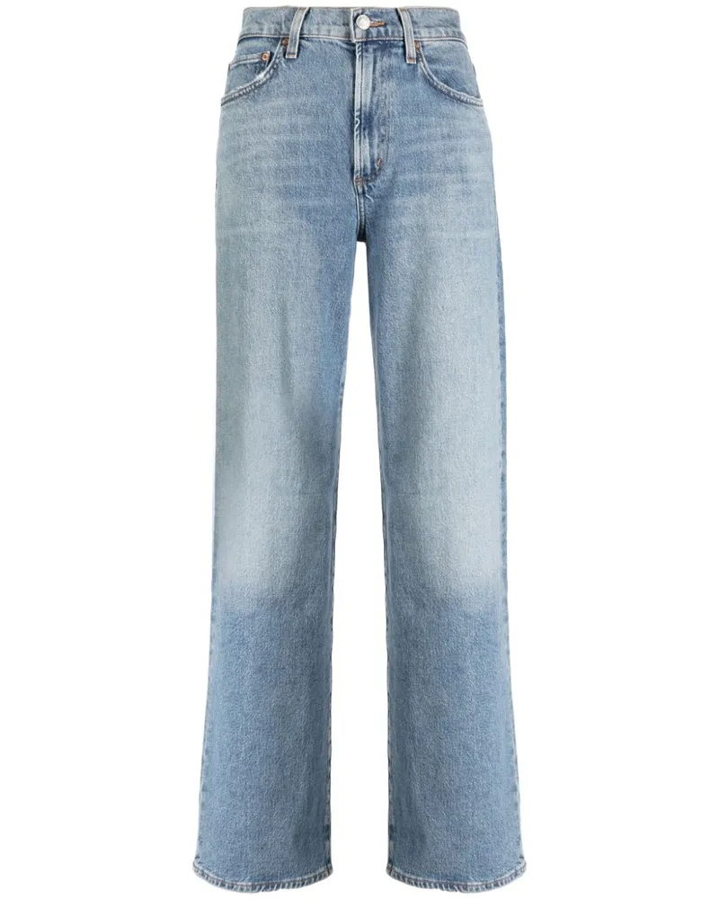 AGOLDE Halbhohe Straight-Leg-Jeans Blau