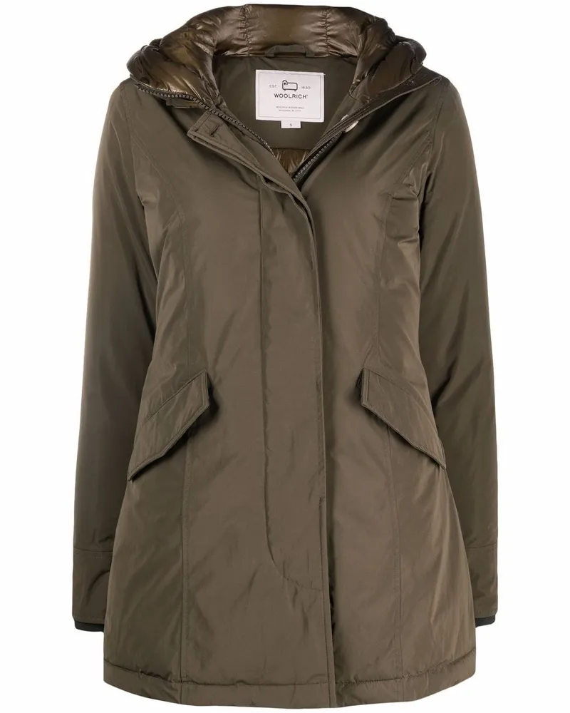 Woolrich Mantel mit Logo-Patch - Grün Grün