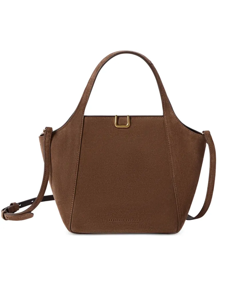 Brunello Cucinelli Kleine Sartorial Beuteltasche aus Wildleder - Braun Braun