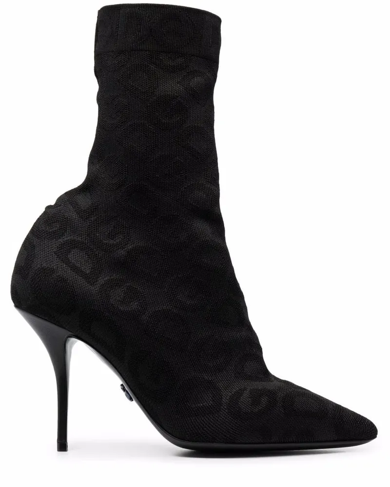 Dolce & Gabbana Stiefeletten mit Monogramm - Schwarz Schwarz