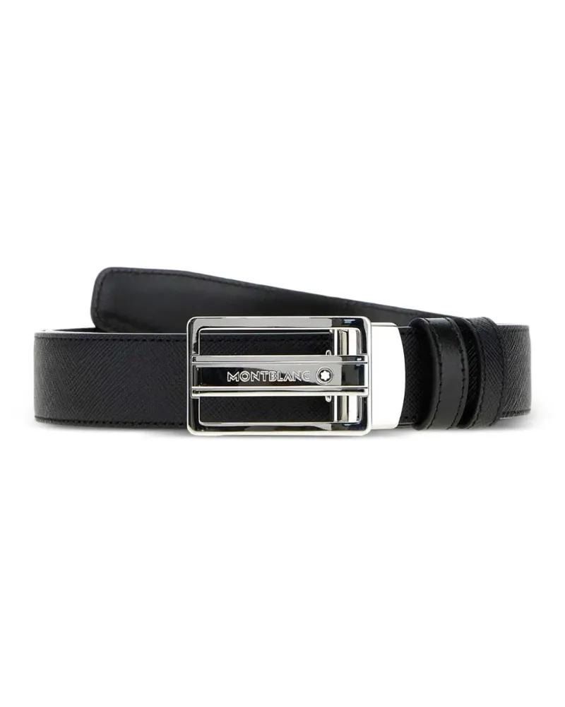 Montblanc Gürtel mit Saffiano-Effekt und Plakettenschnalle - Schwarz Schwarz