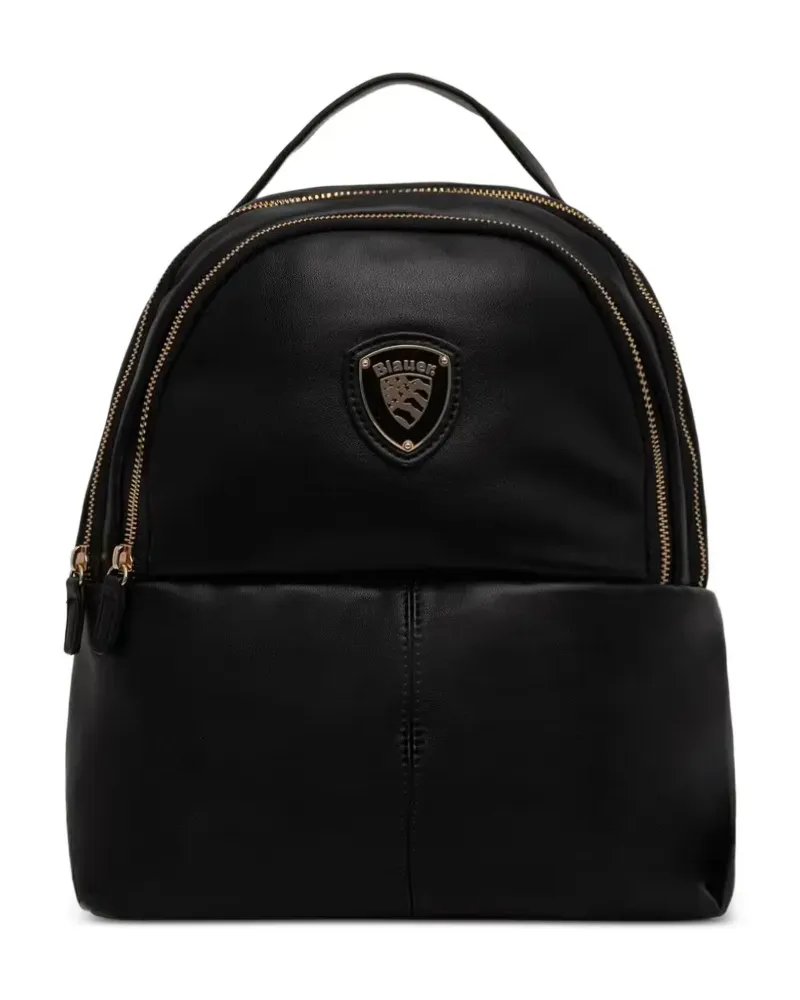 Blauer logo-plaque backpack - Schwarz Schwarz