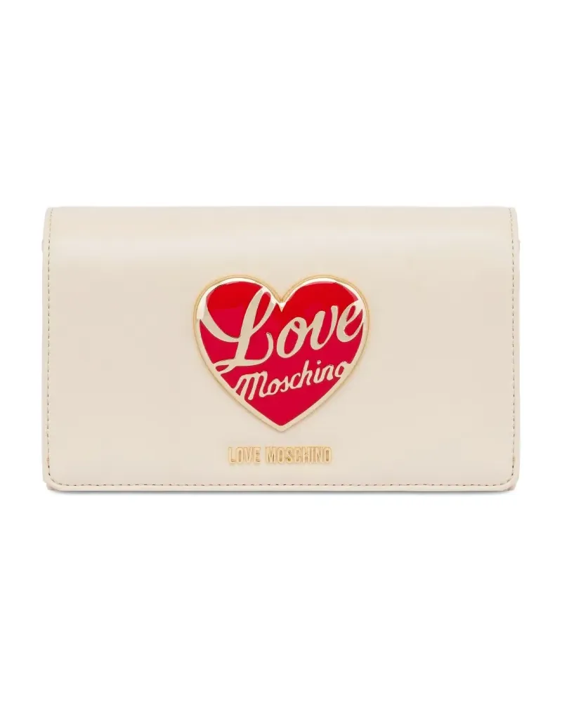 Moschino Clutch mit Herz-Schild - Weiß Weiß