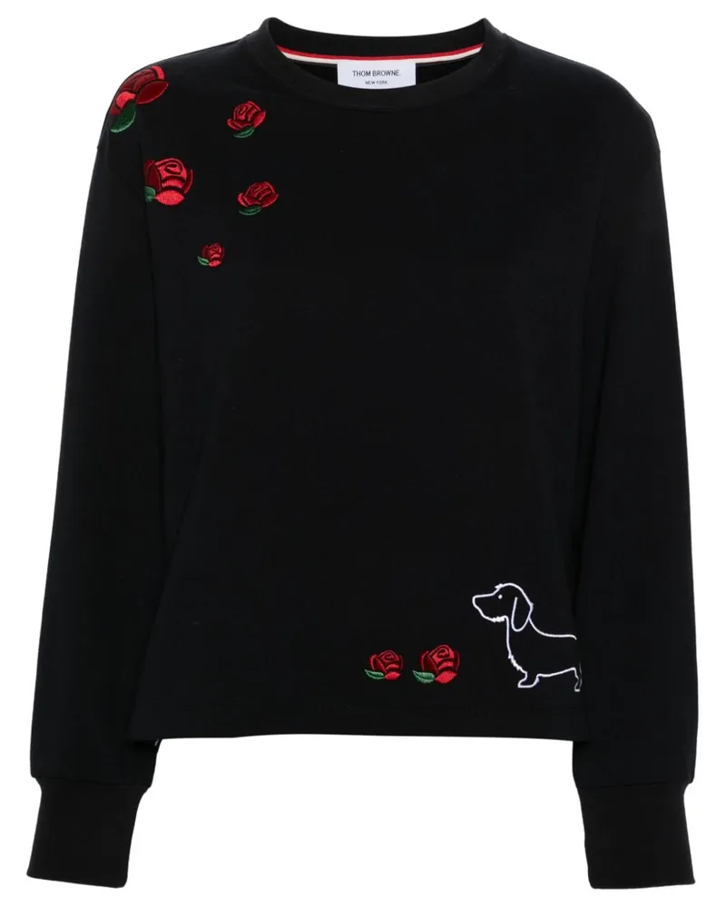 Thom Browne Sweatshirt mit Hector-Stickerei Blau