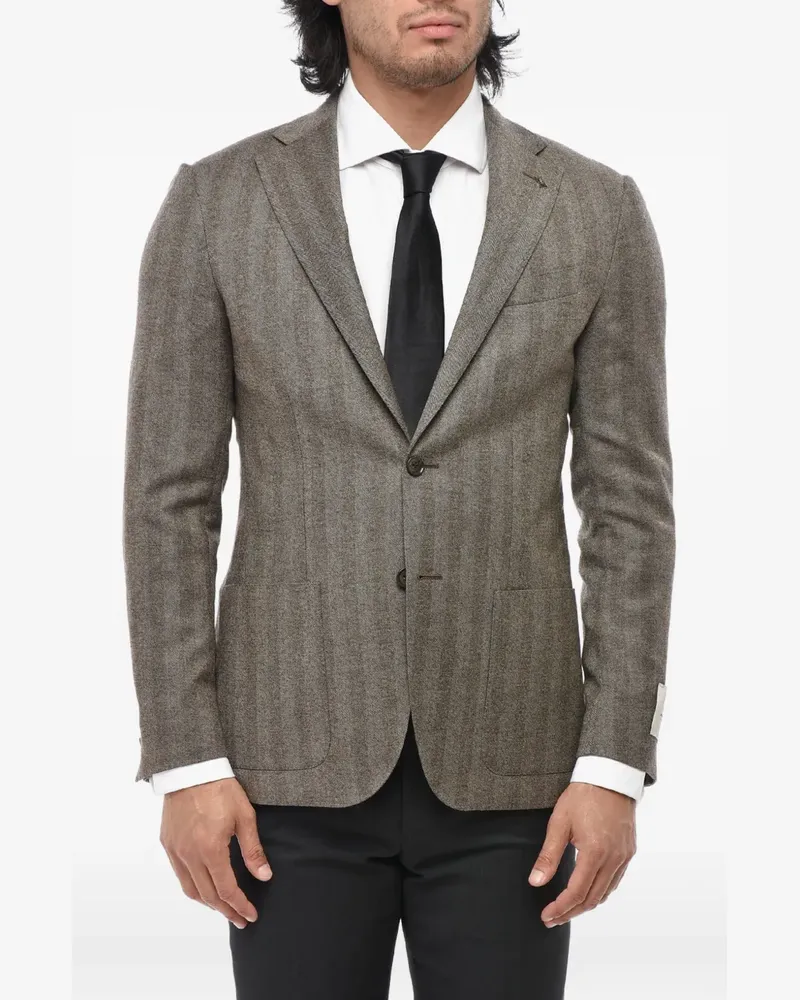 Corneliani herringbone single-breasted blazer - Braun Braun