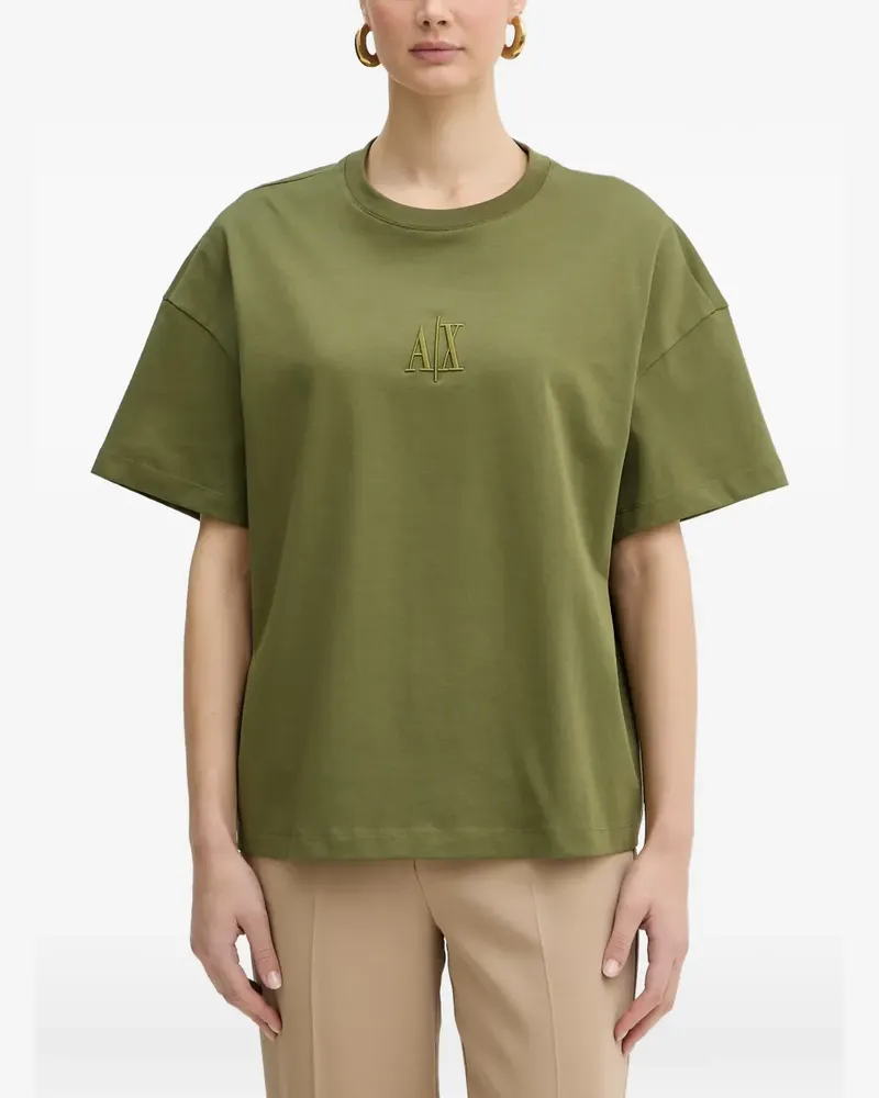 Armani Exchange logo-embroidered T-shirt - Grün Grün
