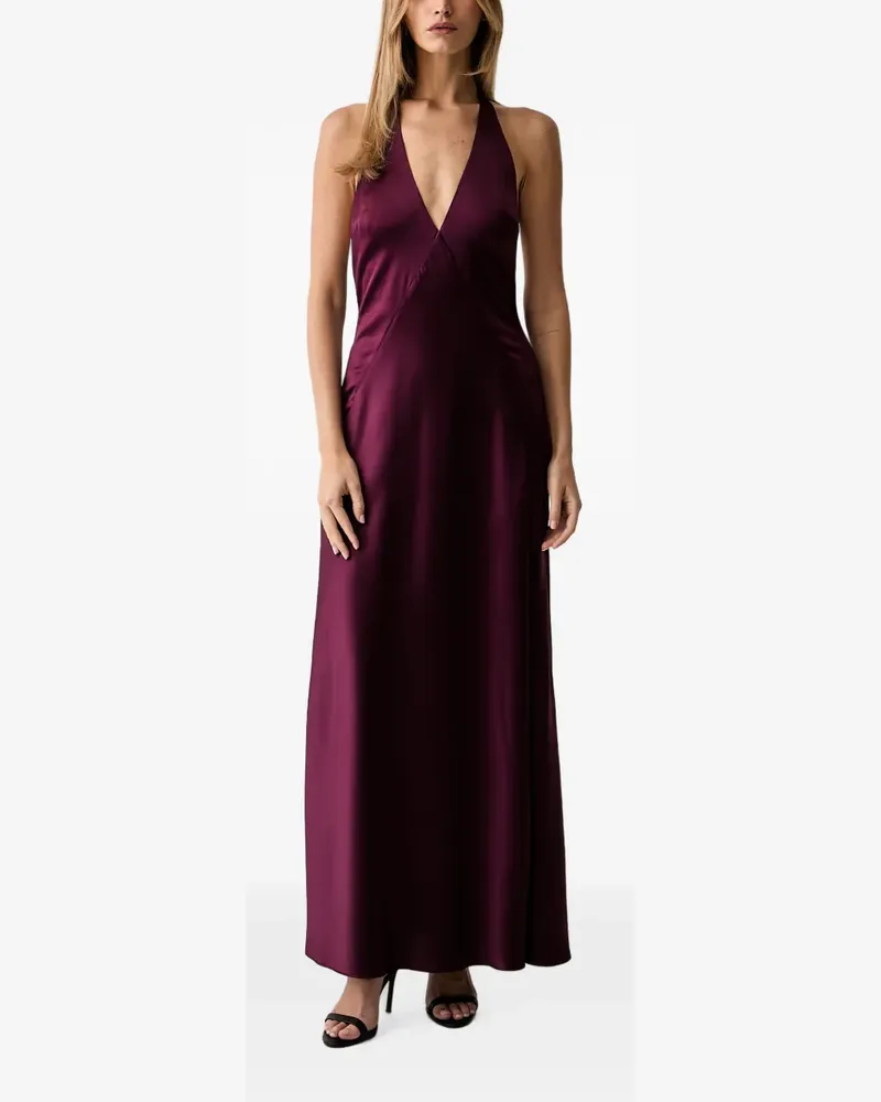 Bardot halterneck backless dress - Violett Violett
