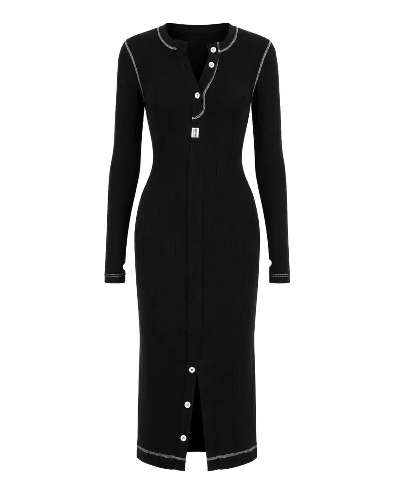 Moschino Geripptes Midikleid mit Kontrastnähten - Schwarz Schwarz
