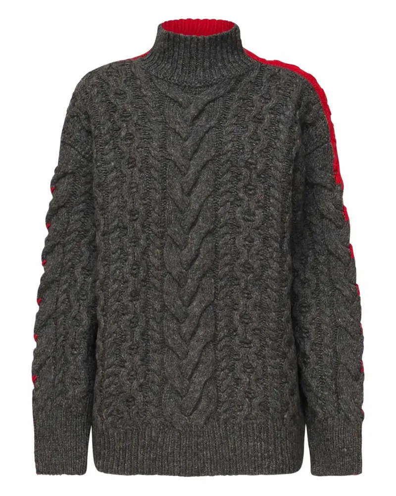 Stella McCartney Stehkragen-Pullover mit Zopfmuster - Grau Grau