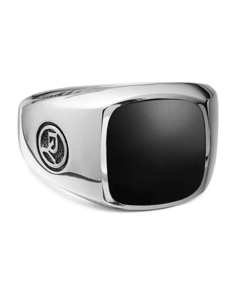 David Yurman Exotic Stone Sterlingsilbersiegelring mit Onyx 14mm Silber