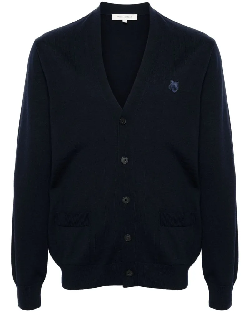 Kitsuné Chillax Fox Wollcardigan - Blau Blau