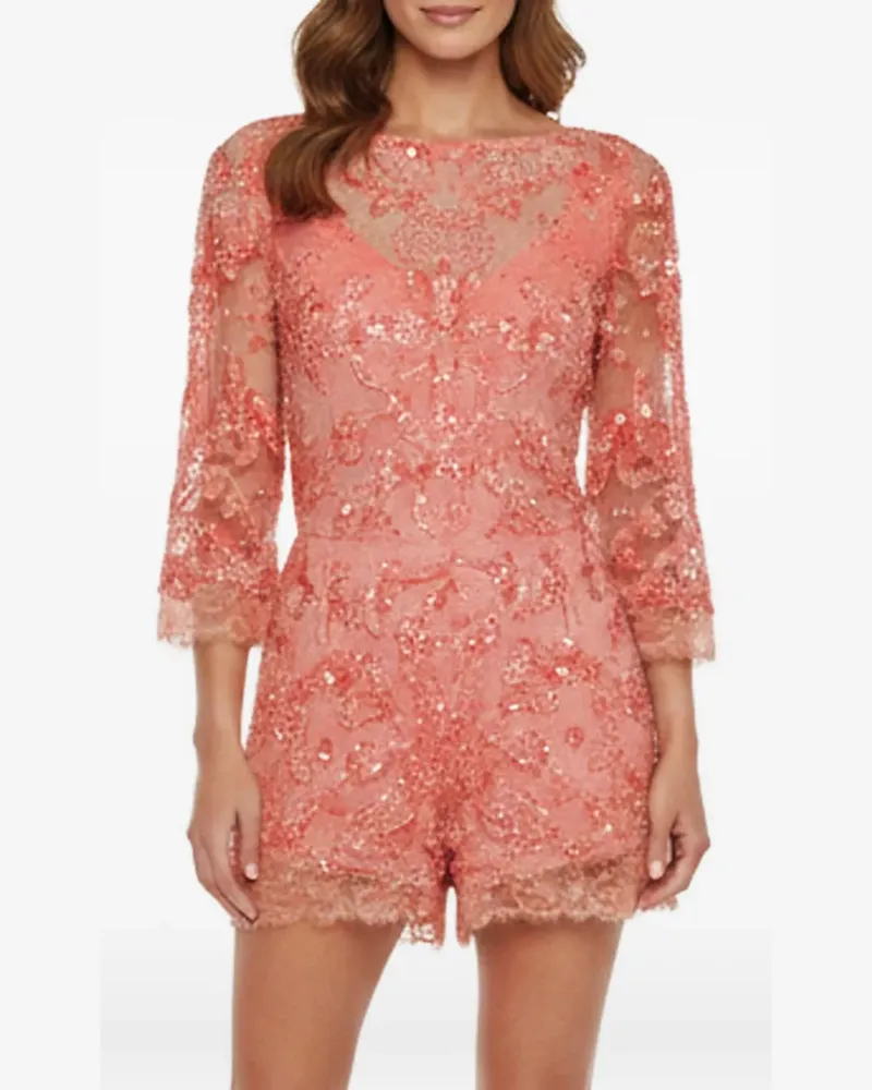 Elie Saab Verzierter Playsuit mit Spitzenbesatz - Rosa Rosa