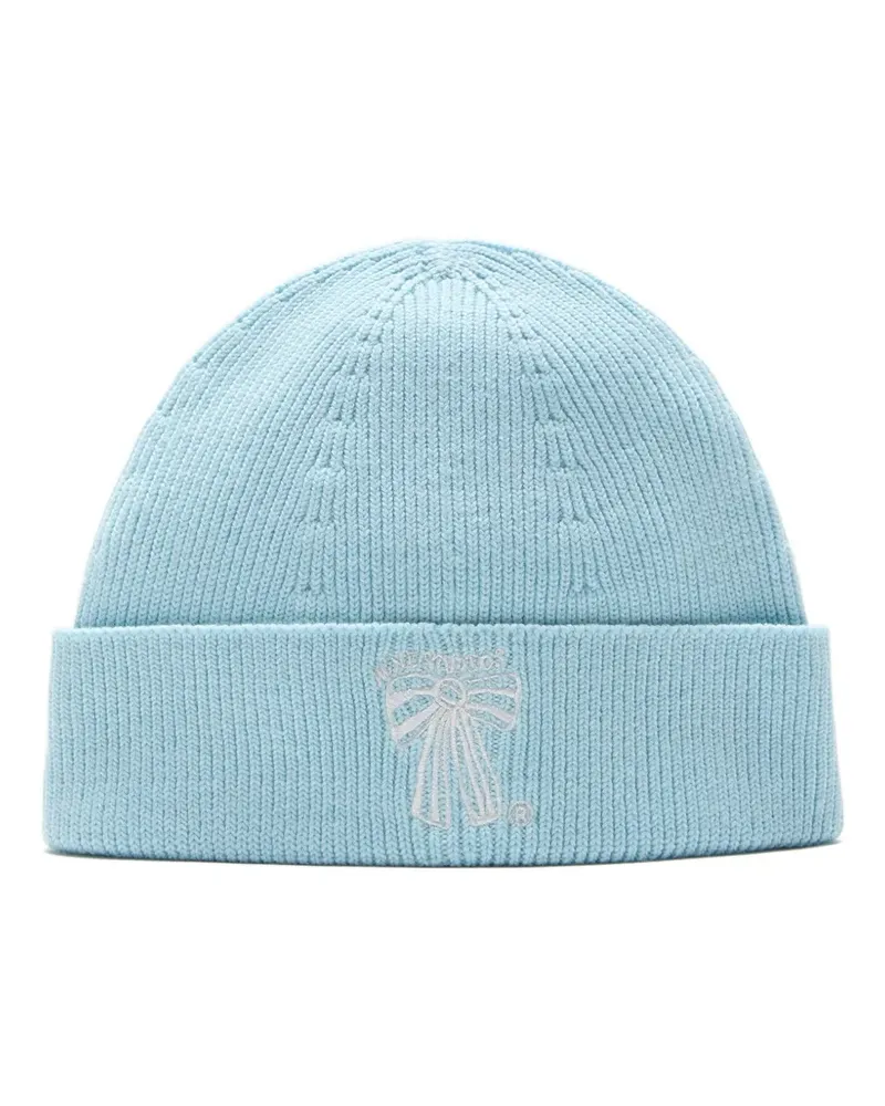 Acne Studios Gerippte Beanie mit Schleifenstickerei - Blau Blau