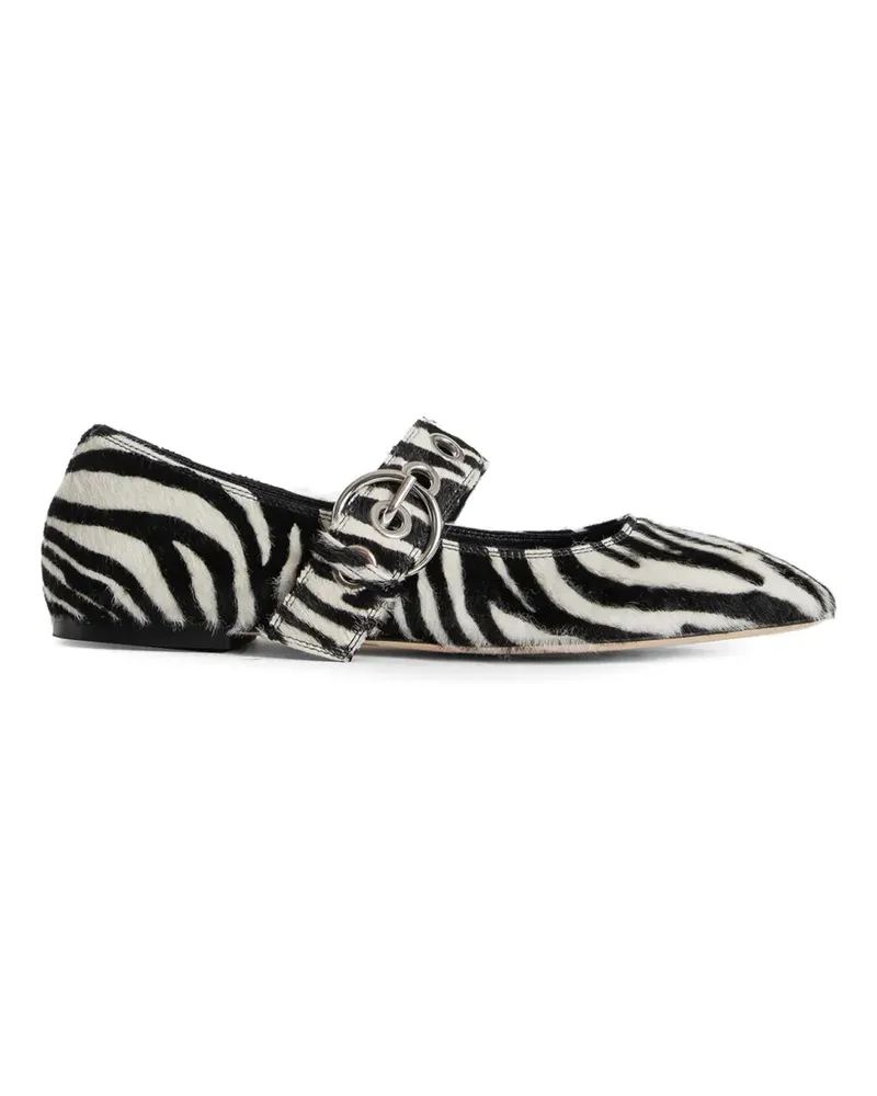 aeyde zebra-print pony-hair ballet flats - Weiß Weiß