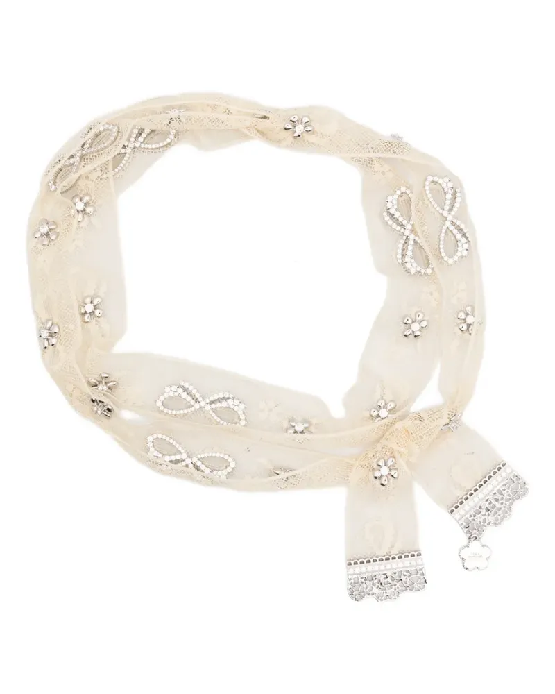 SHUSHU/TONG x Yvmin crystal-embellished lace necklace - Nude Nude