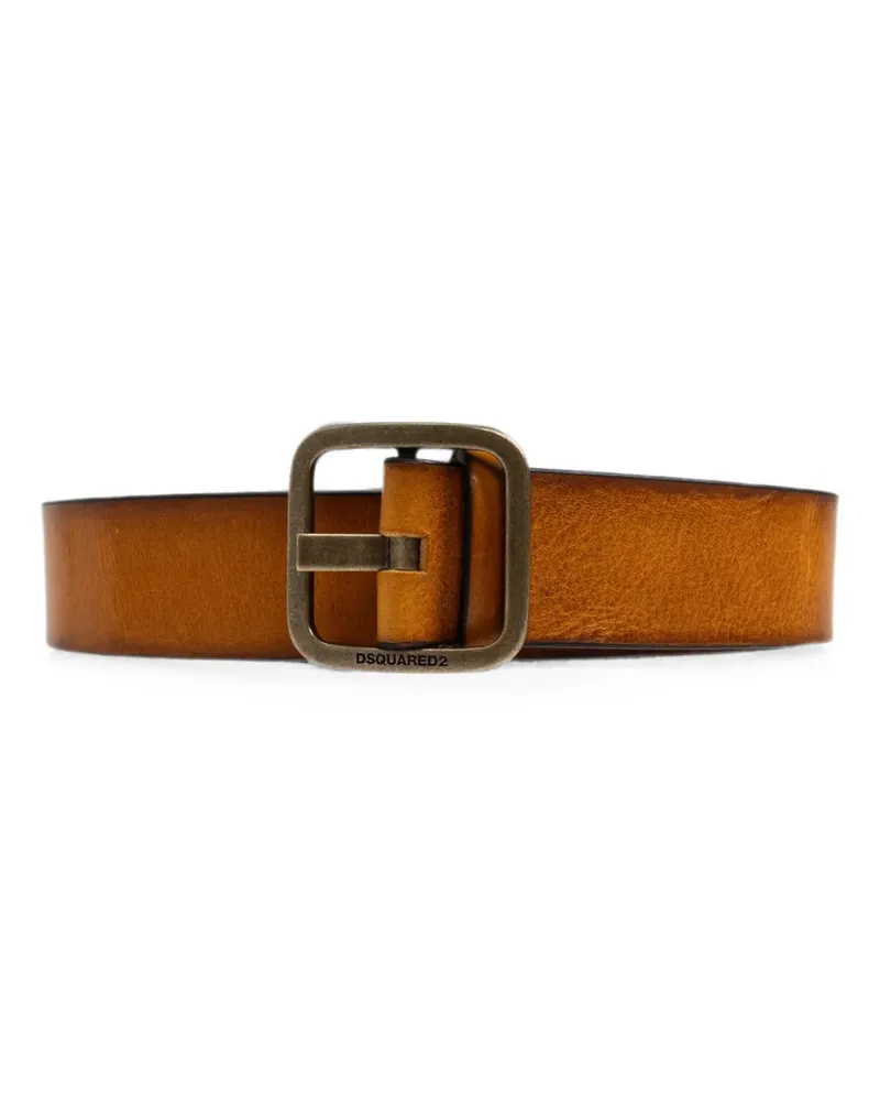Dsquared2 logo-engraved buckle leather belt - Nude Nude