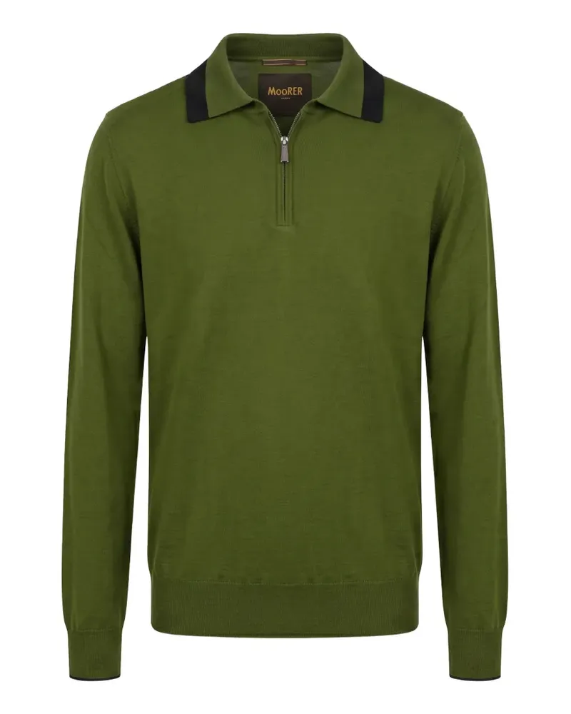 MOORER Pullover mit Reißverschlusskragen - Grün Grün