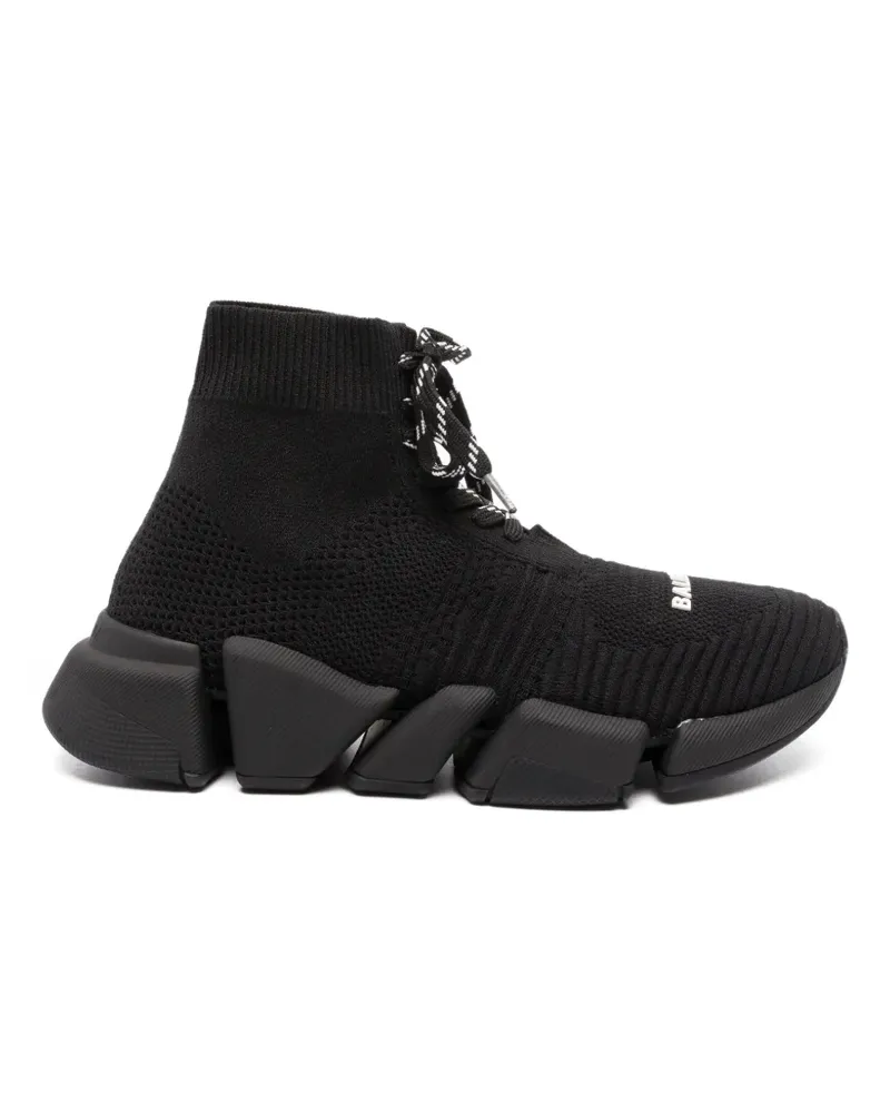 Balenciaga Speed 2.0 lace-up recycled-knit sneakers in black - Schwarz Schwarz