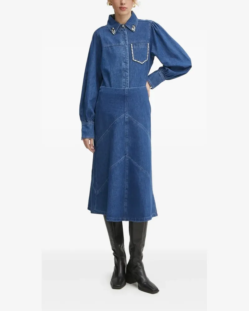 BRUUNS BAZAAR Verziertes Jeanshemd - Blau Blau