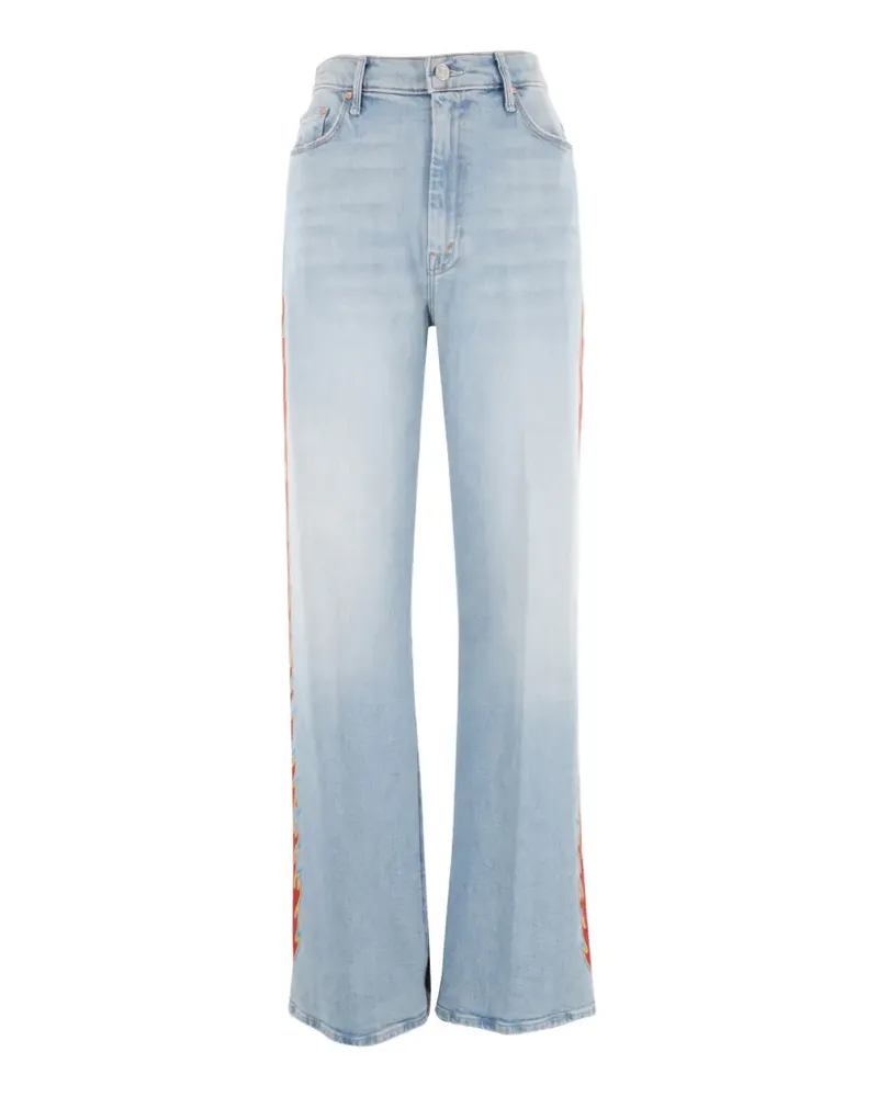 Mother The Saloon Sneak Jeans mit Flammenprint - Blau Blau