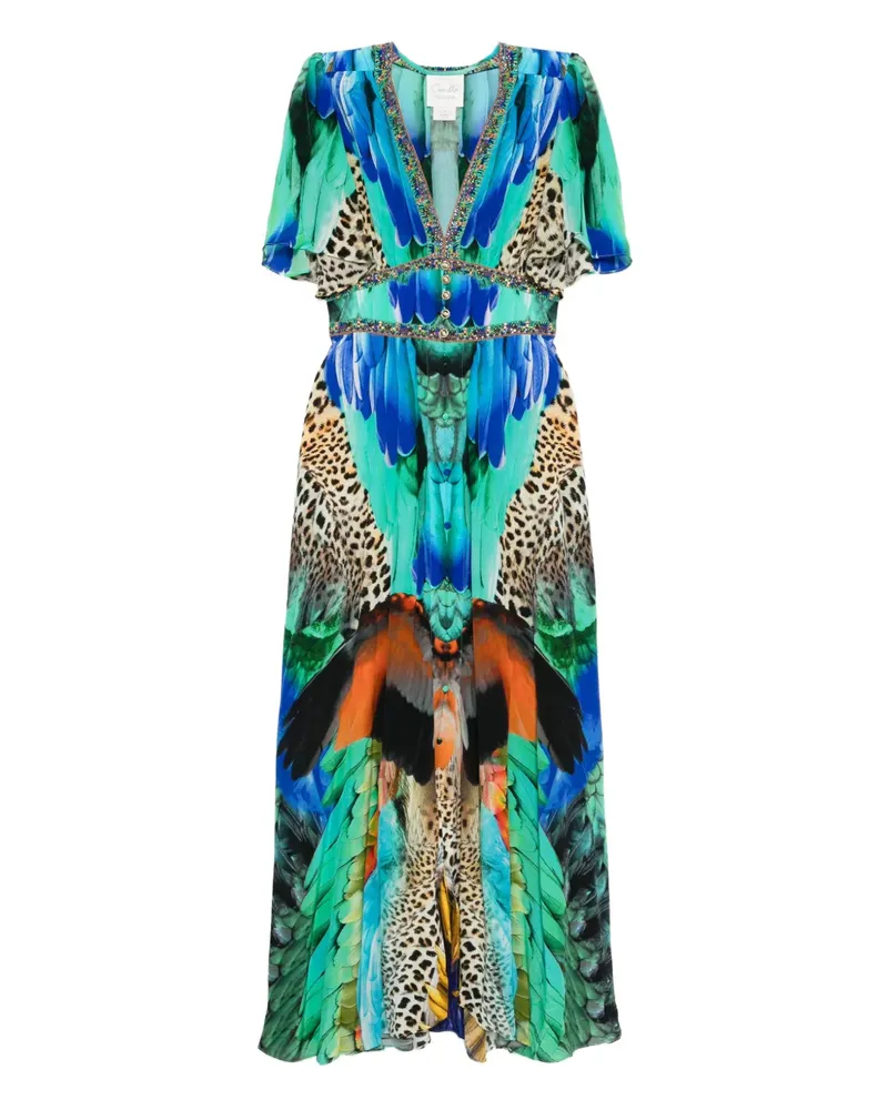 Camilla Jungle Flight Kleid mit weiten Ärmeln - Grün Grün