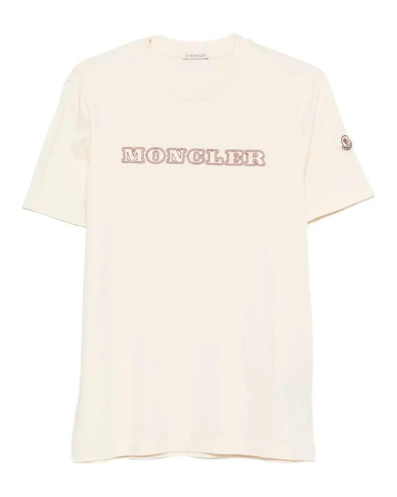 Moncler logo-embroidered T-shirt - Nude Nude