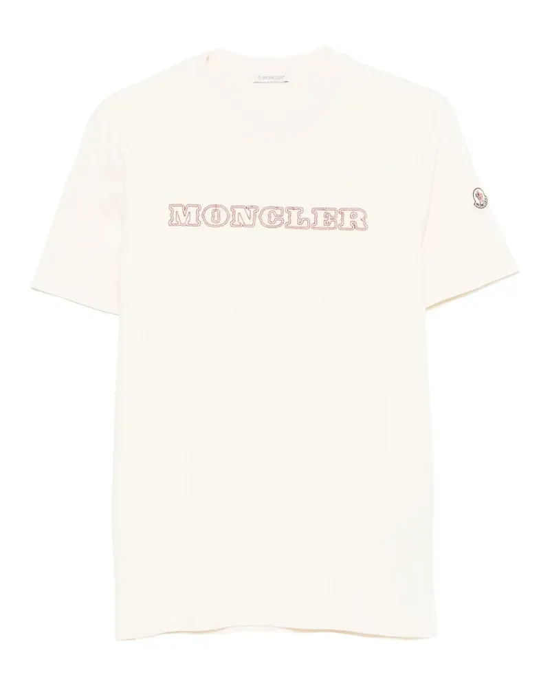 Moncler T-Shirt mit Logo-Stickerei - Nude Nude
