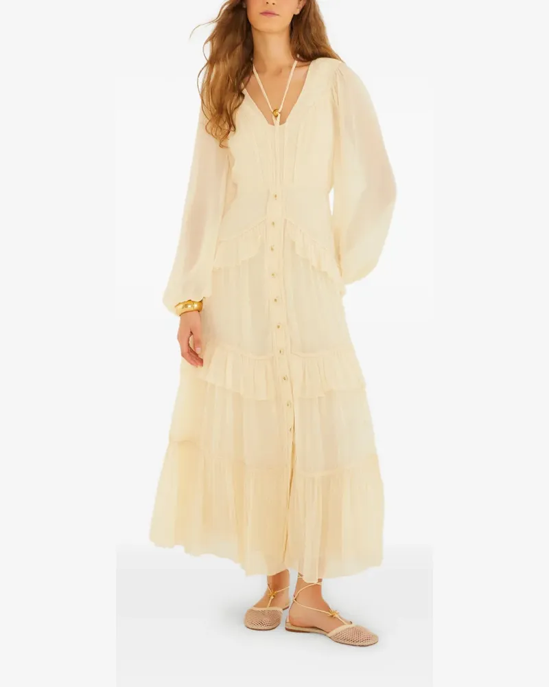 FARM Rio Maxikleid mit Rüschen - Nude Nude